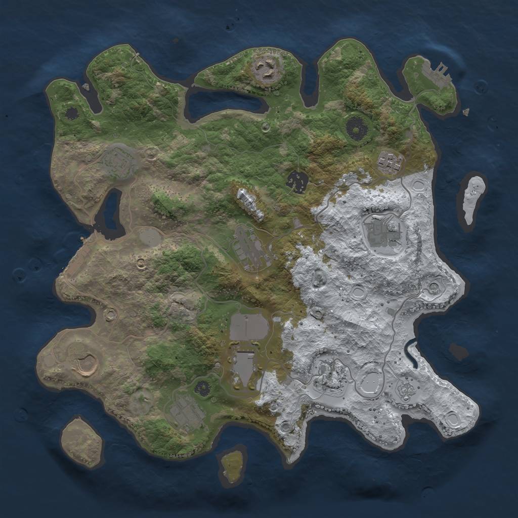Rust Map: Procedural Map, Size: 3500, Seed: 714, 19 Monuments