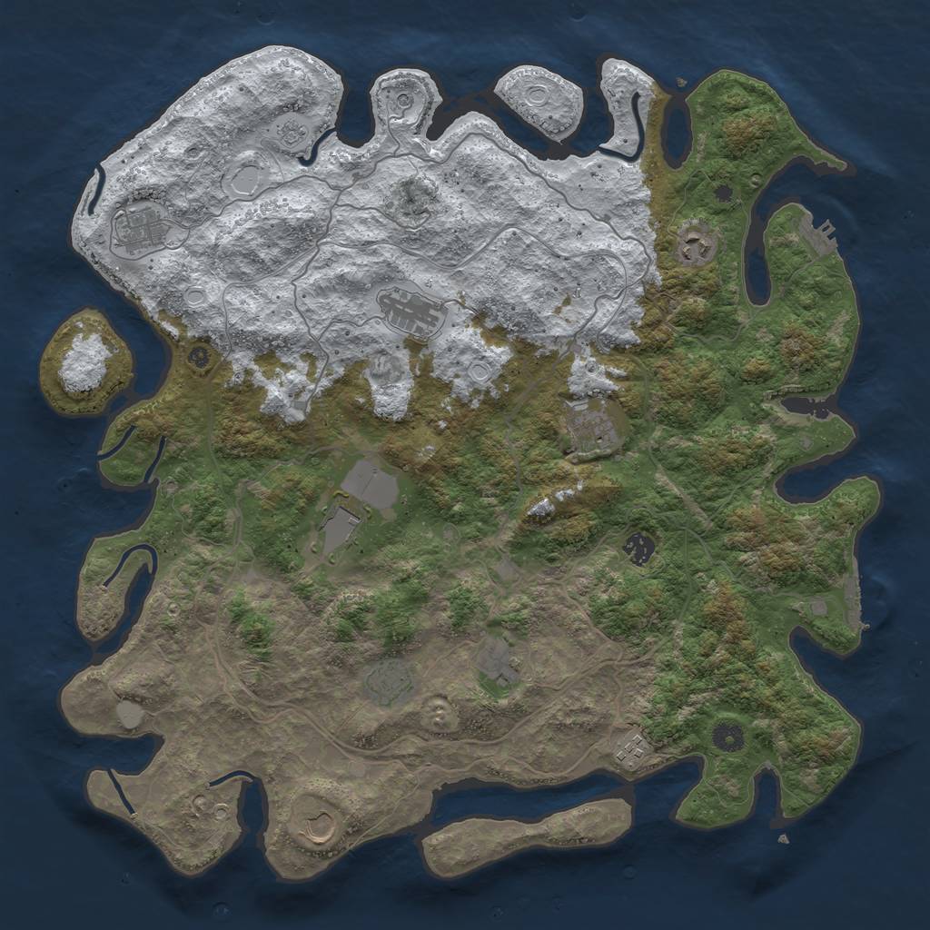 Rust Map: Procedural Map, Size: 4500, Seed: 5843425, 19 Monuments
