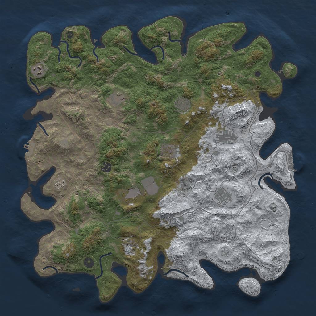 Rust Map: Procedural Map, Size: 4500, Seed: 1685198, 19 Monuments