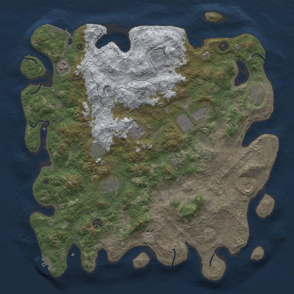 Rust Map: Procedural Map, Size: 4500, Seed: 3233752, 20 Monuments