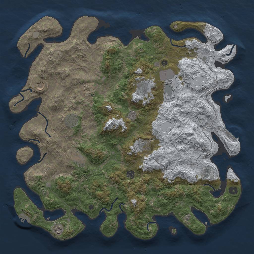 Rust Map: Procedural Map, Size: 4500, Seed: 1511311, 19 Monuments