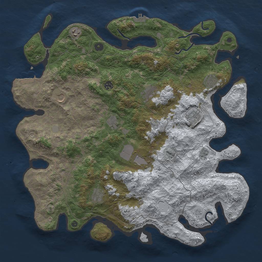Rust Map: Procedural Map, Size: 4500, Seed: 147659, 19 Monuments