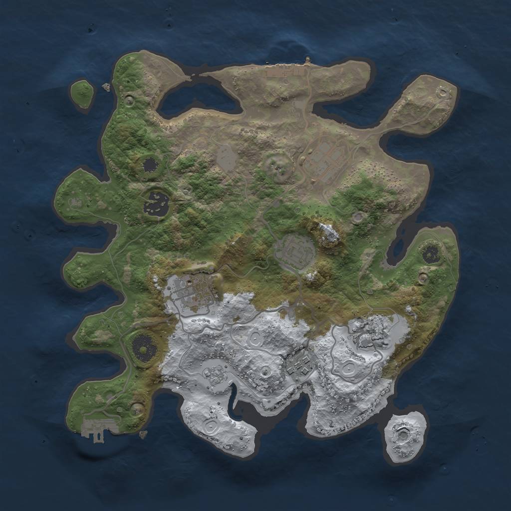 Rust Map: Procedural Map, Size: 3000, Seed: 52545, 14 Monuments