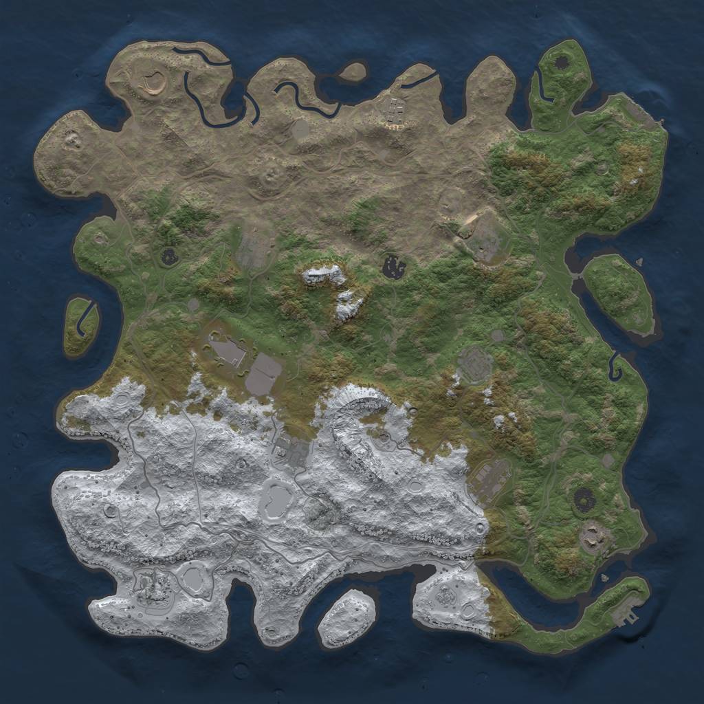 Rust Map: Procedural Map, Size: 4500, Seed: 4083827, 20 Monuments