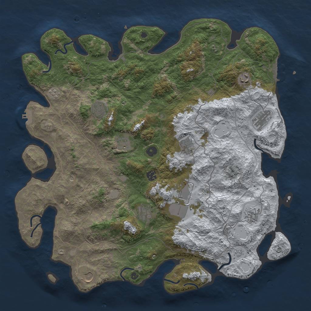 Rust Map: Procedural Map, Size: 4500, Seed: 439038, 20 Monuments