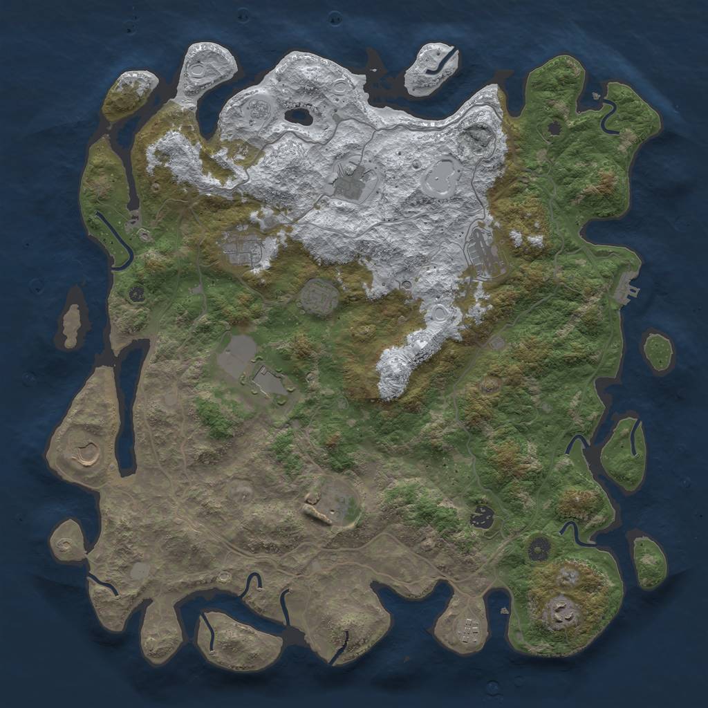 Rust Map: Procedural Map, Size: 4500, Seed: 2484877, 18 Monuments