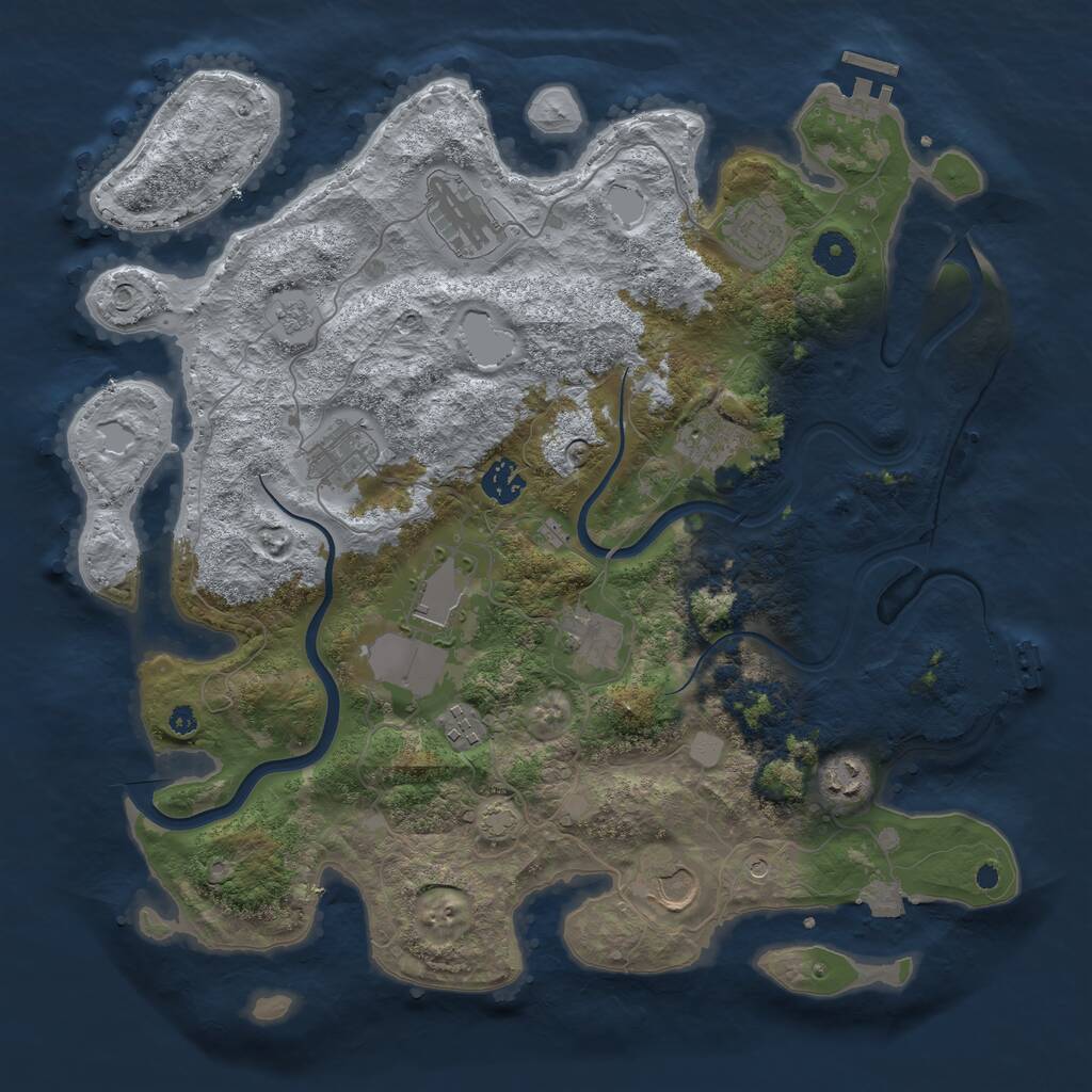 Rust Map: Procedural Map, Size: 3850, Seed: 1324969362, 16 Monuments