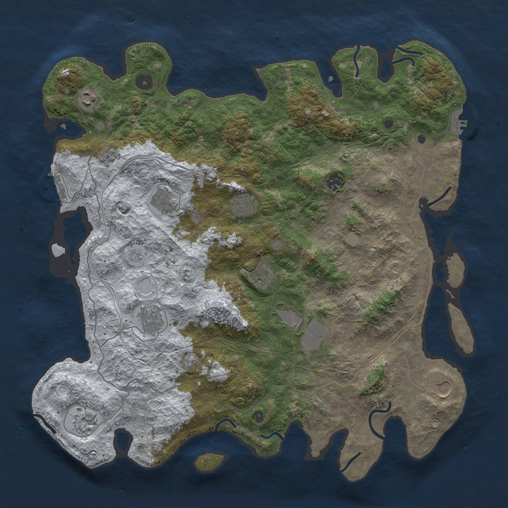 Rust Map: Procedural Map, Size: 4500, Seed: 2381589, 19 Monuments