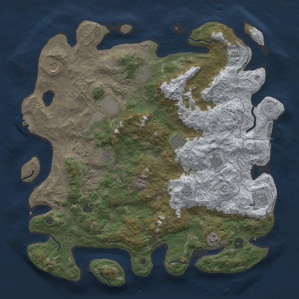 Rust Map: Procedural Map, Size: 4500, Seed: 6252551, 20 Monuments