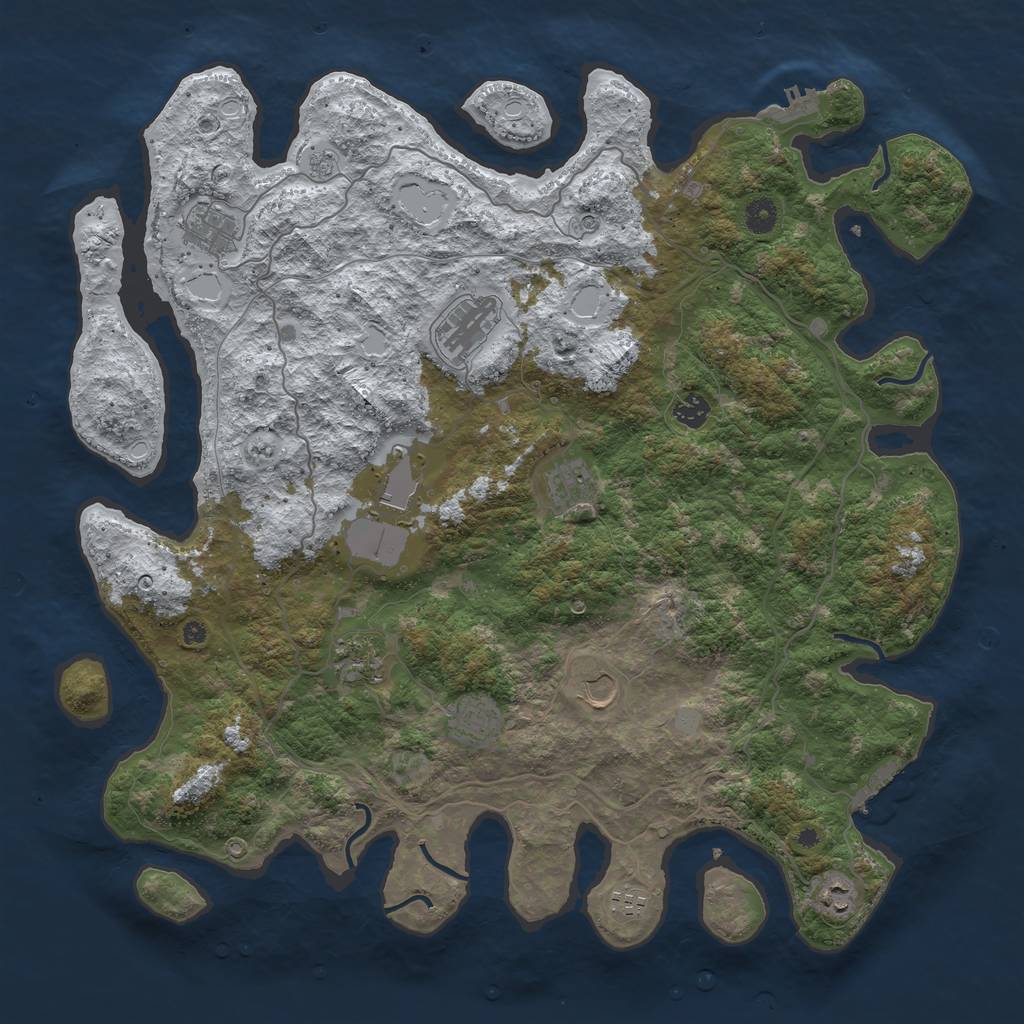 Rust Map: Procedural Map, Size: 4500, Seed: 3687890, 19 Monuments