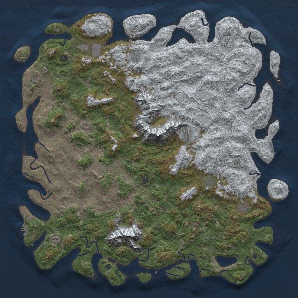 Rust Map: Procedural Map, Size: 6000, Seed: 1211, 20 Monuments