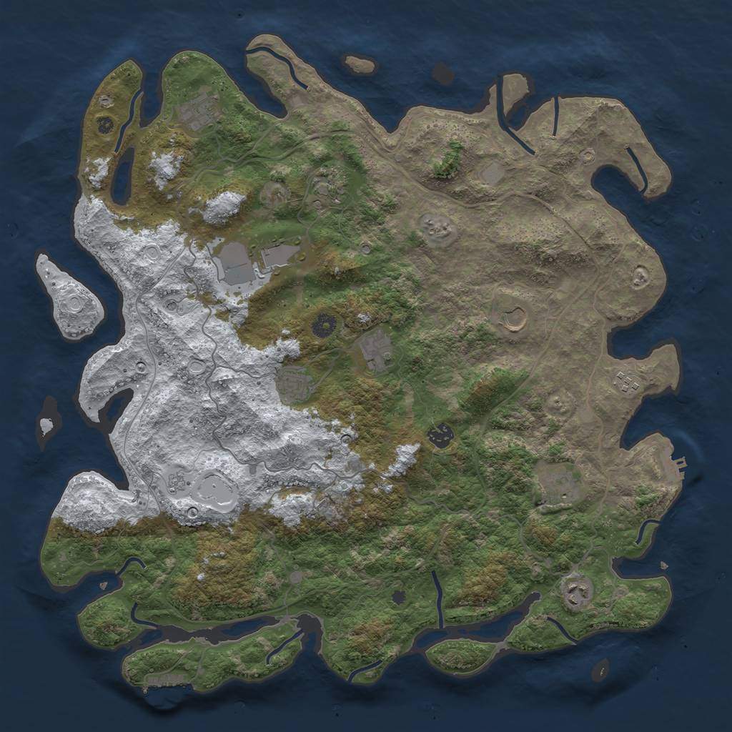 Rust Map: Procedural Map, Size: 4500, Seed: 551722, 19 Monuments