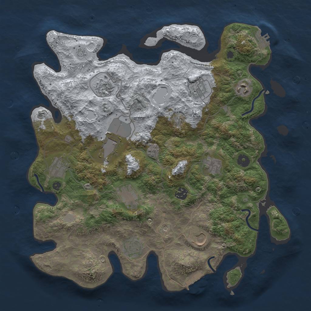 Rust Map: Procedural Map, Size: 3750, Seed: 2056125106, 20 Monuments