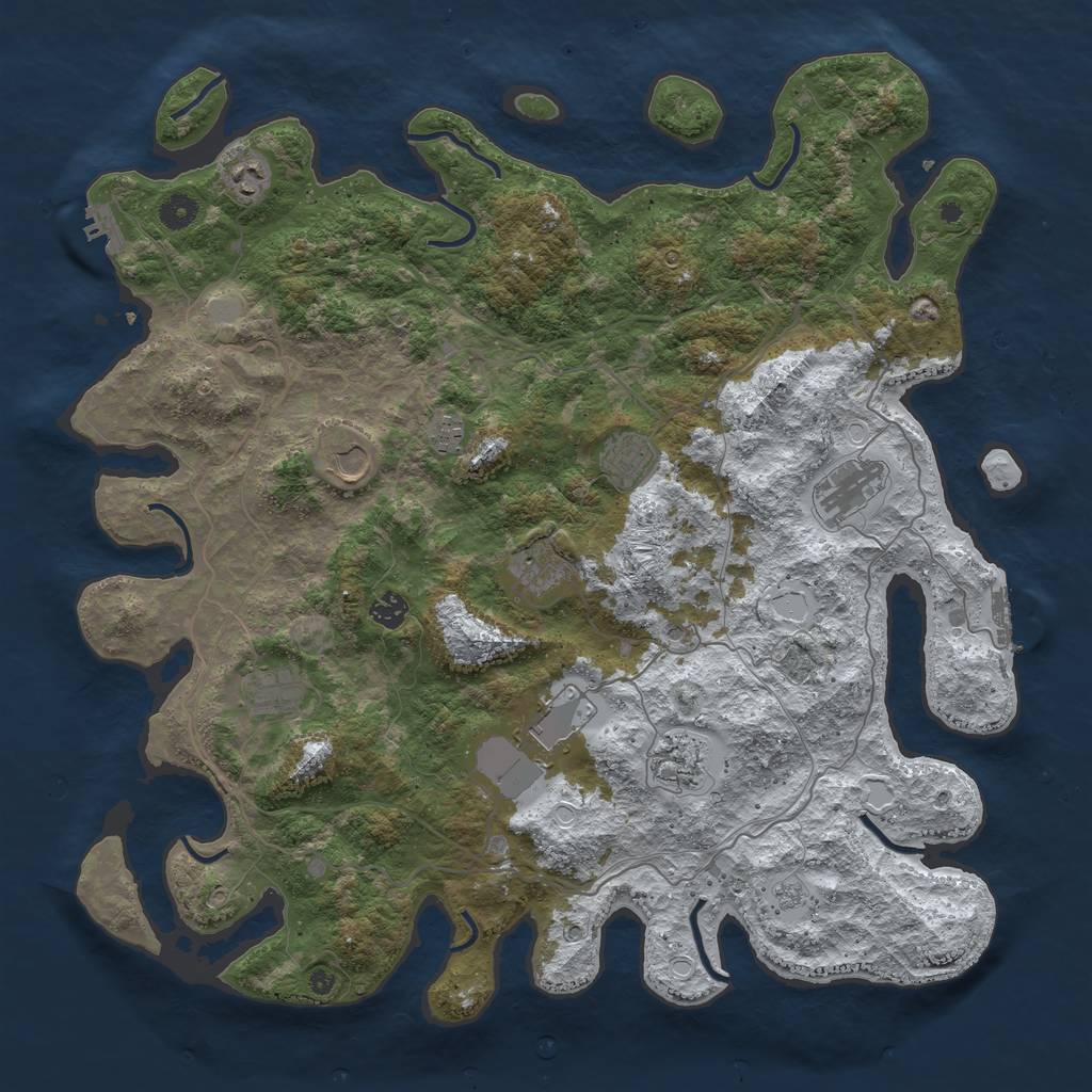 Rust Map: Procedural Map, Size: 4500, Seed: 475695, 19 Monuments