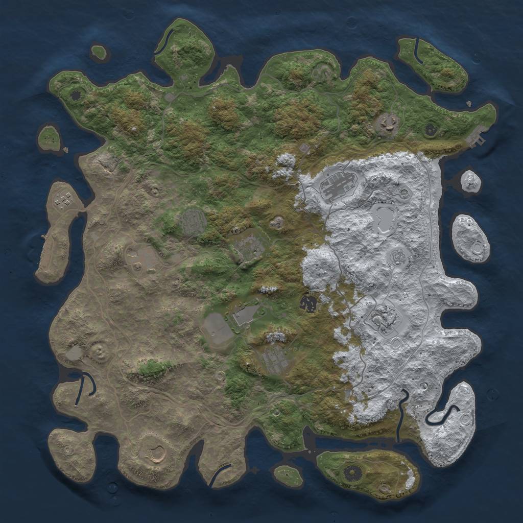 Rust Map: Procedural Map, Size: 4500, Seed: 636507, 20 Monuments