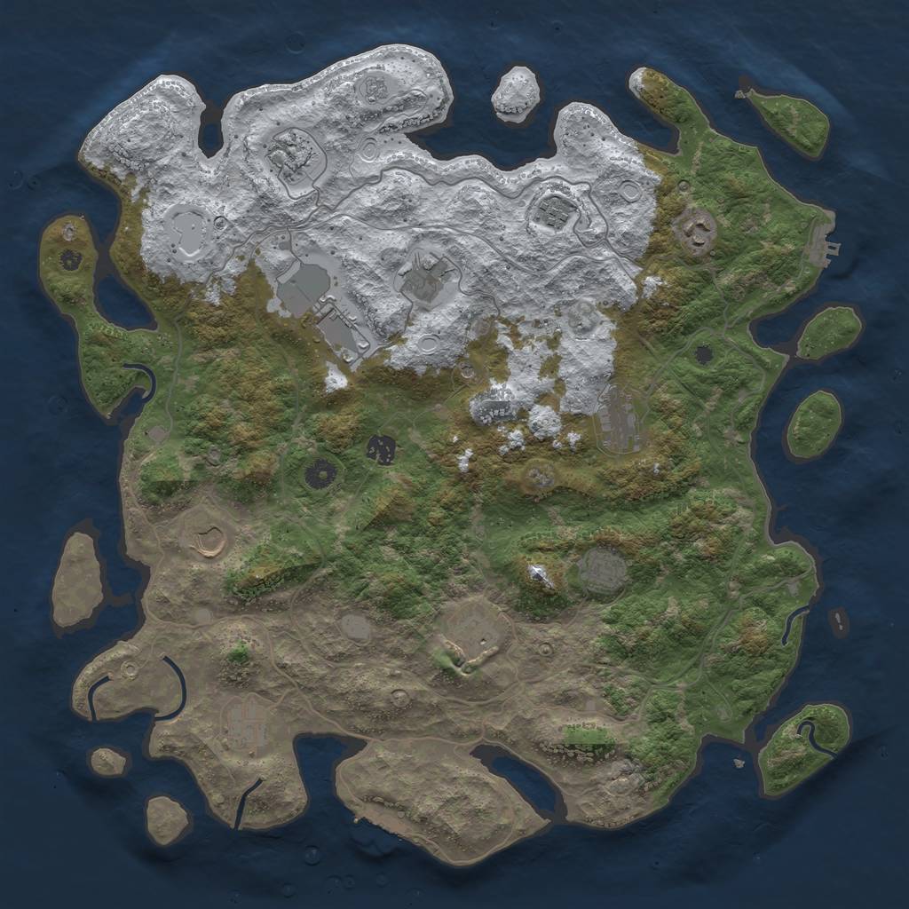 Rust Map: Procedural Map, Size: 4500, Seed: 876432, 20 Monuments