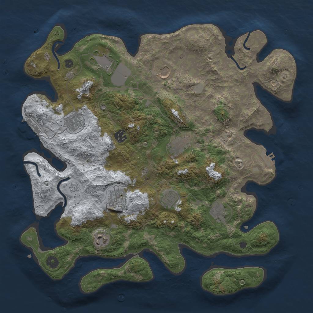 Rust Map: Procedural Map, Size: 3800, Seed: 21915000, 18 Monuments