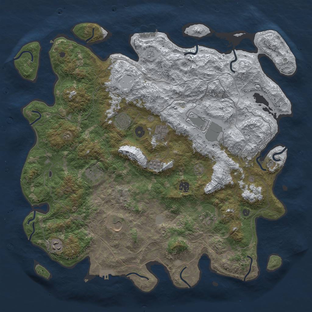 Rust Map: Procedural Map, Size: 4500, Seed: 1514963, 18 Monuments
