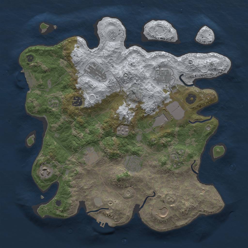 Rust Map: Procedural Map, Size: 3500, Seed: 4222, 19 Monuments