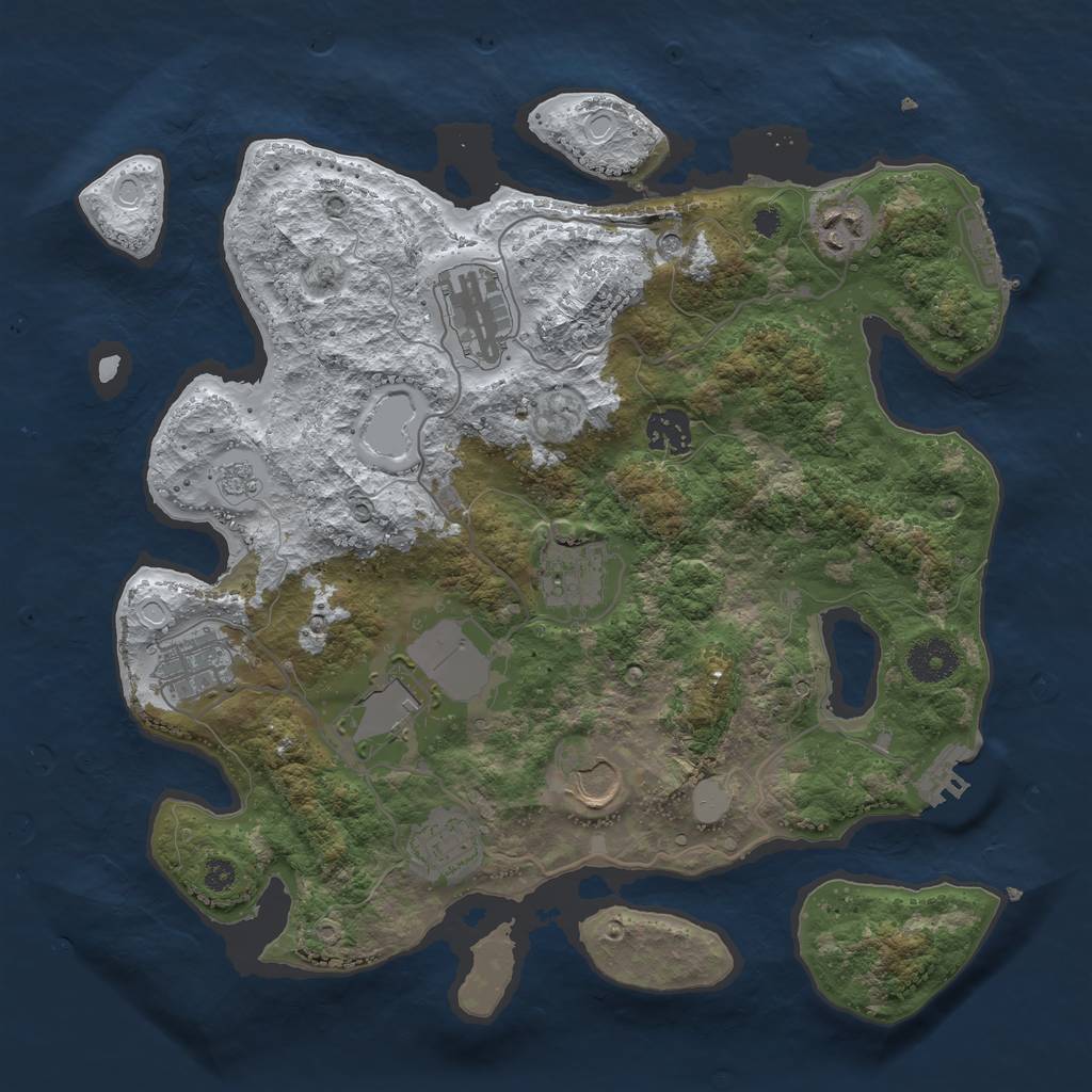 Rust Map: Procedural Map, Size: 3500, Seed: 107490518, 17 Monuments