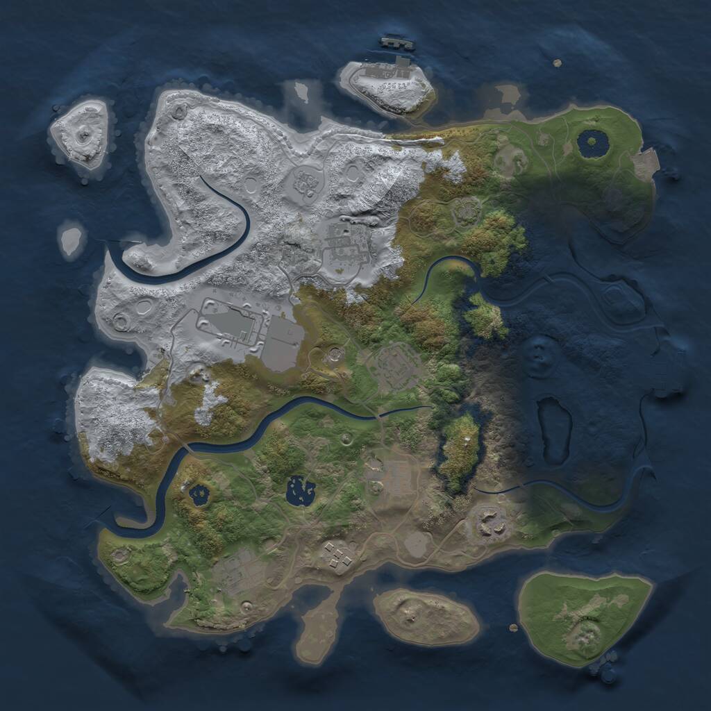 Rust Map: Procedural Map, Size: 3500, Seed: 107490518, 14 Monuments