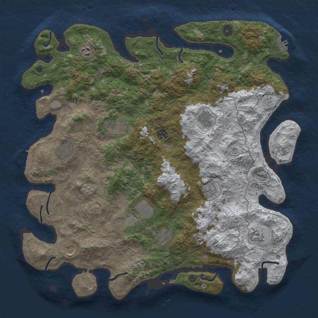 Rust Map: Procedural Map, Size: 4500, Seed: 1639938, 20 Monuments