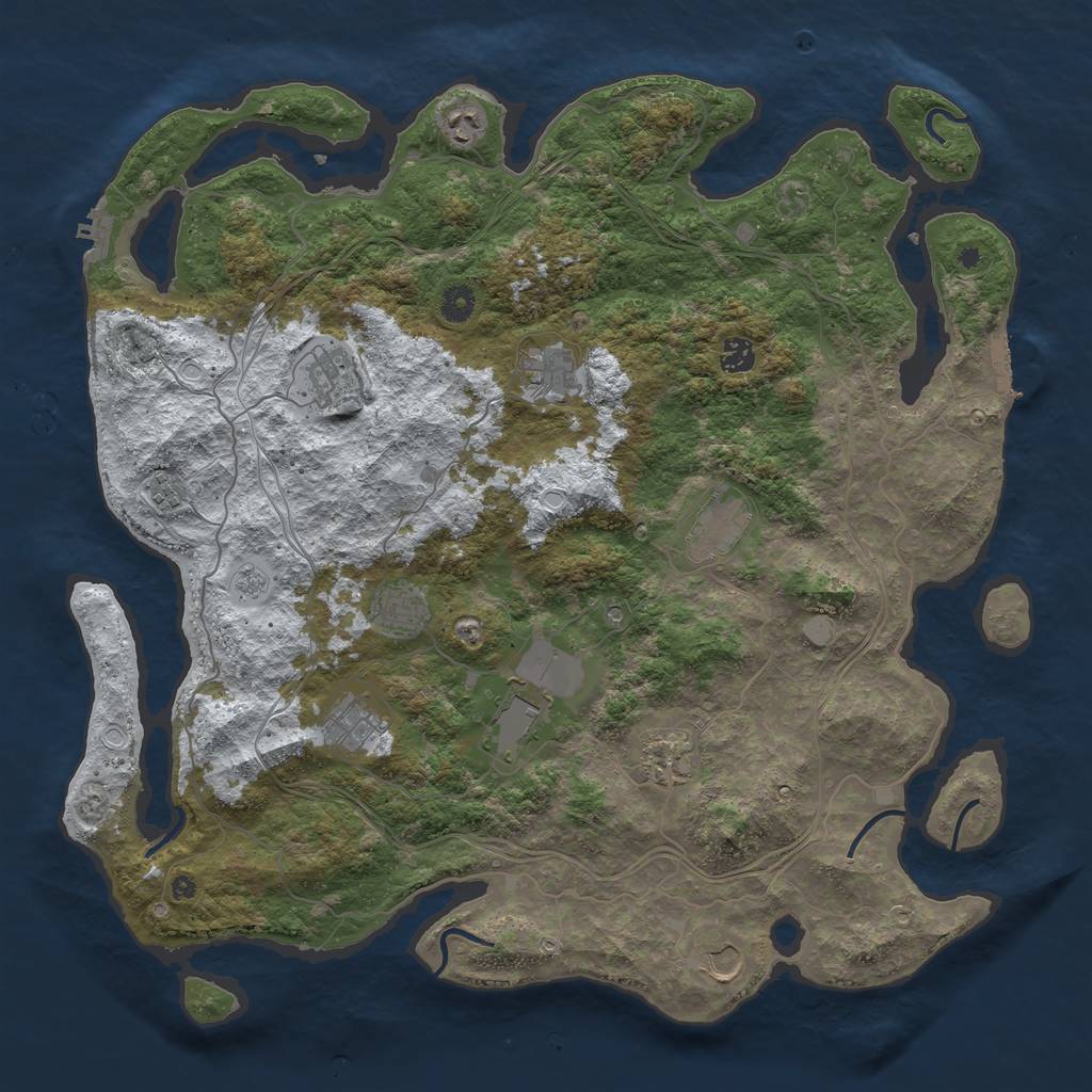 Rust Map: Procedural Map, Size: 4500, Seed: 1384660588, 20 Monuments