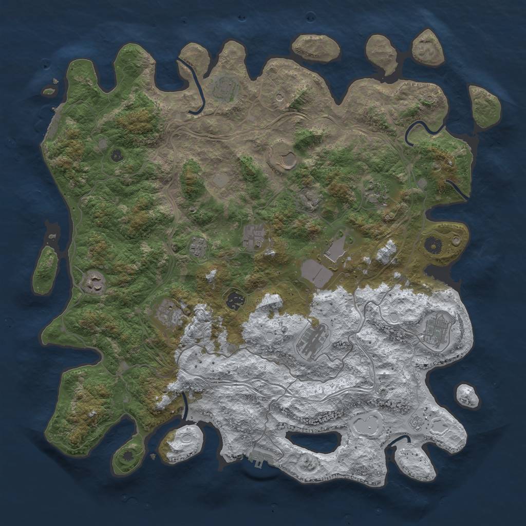 Rust Map: Procedural Map, Size: 4500, Seed: 2583831, 20 Monuments