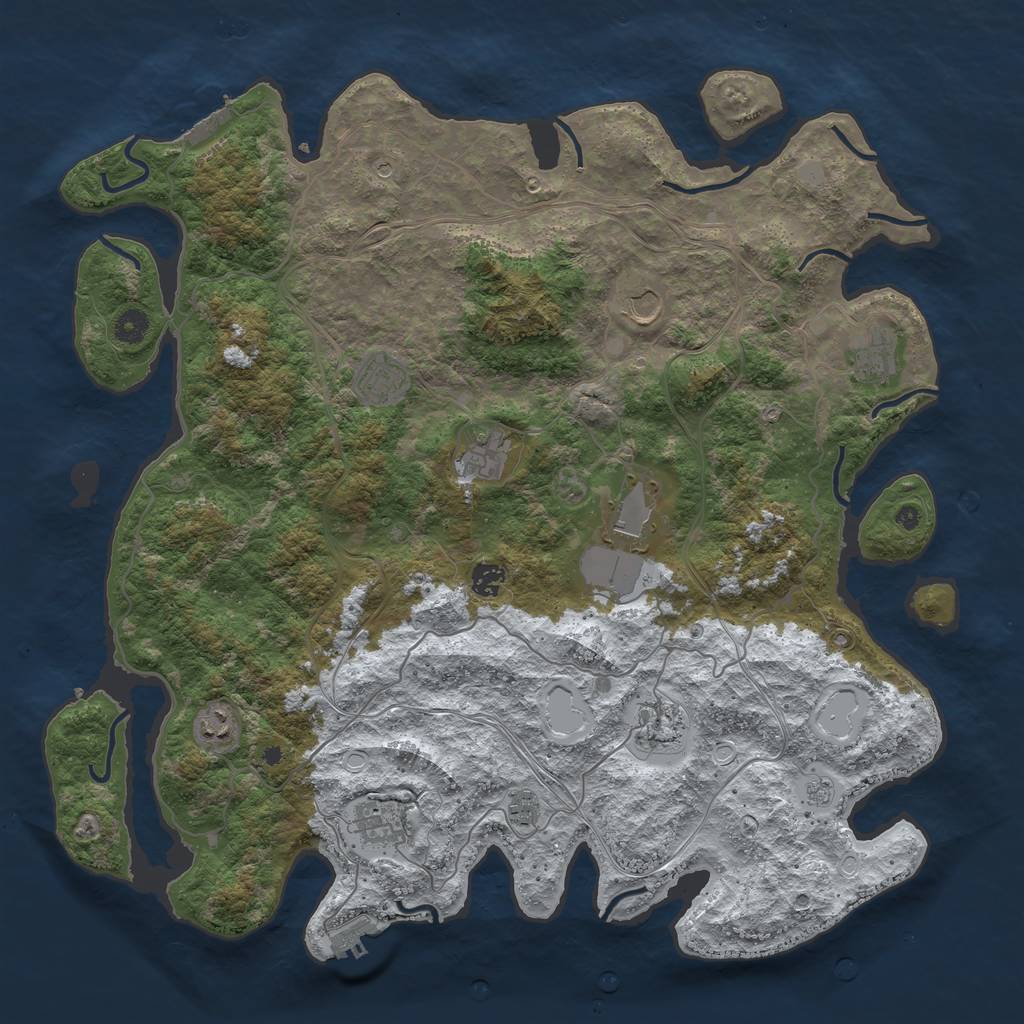 Rust Map: Procedural Map, Size: 4500, Seed: 5014381, 19 Monuments