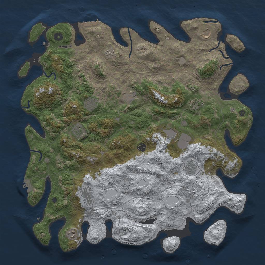 Rust Map: Procedural Map, Size: 4500, Seed: 4637971, 20 Monuments