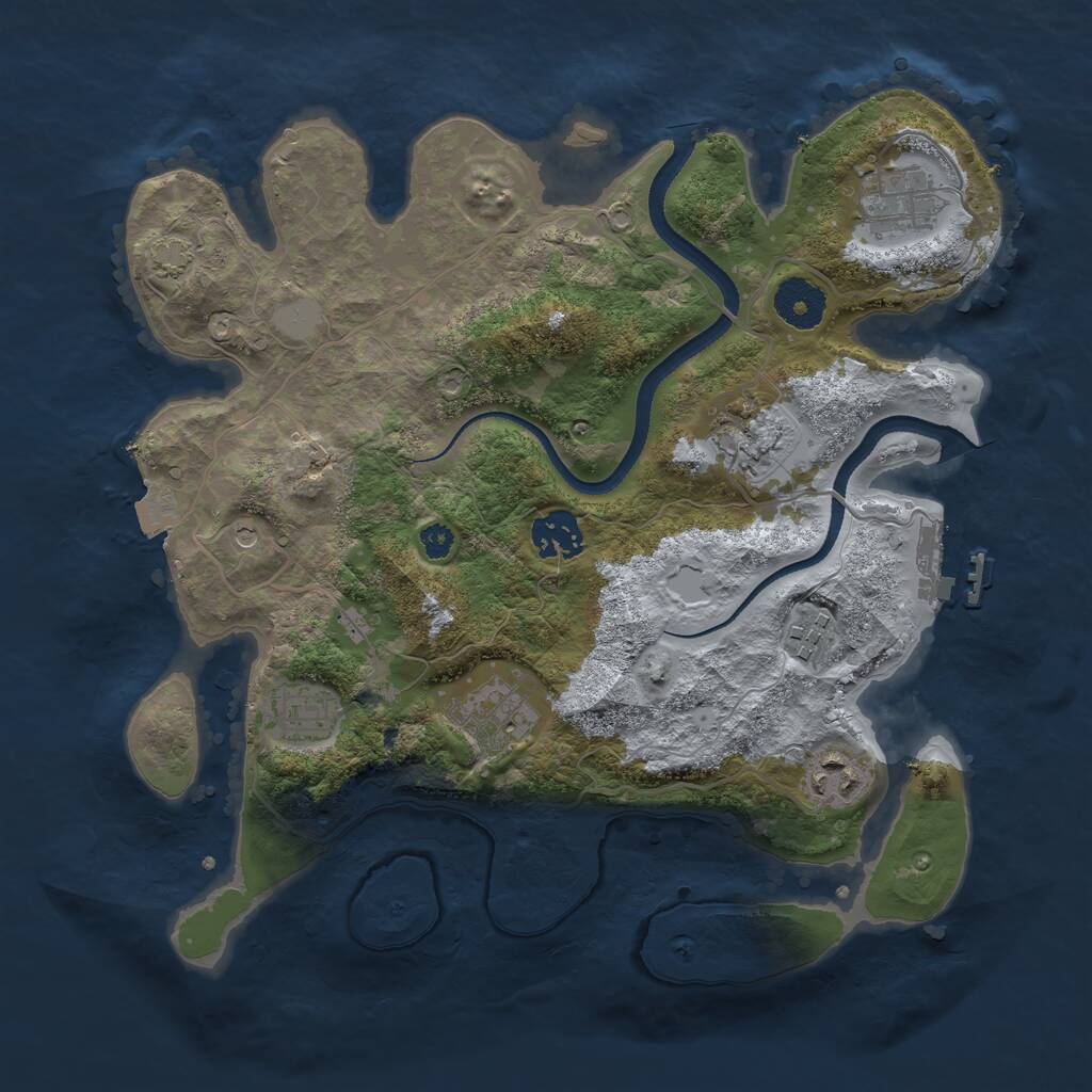 Rust Map: Procedural Map, Size: 3250, Seed: 5292817, 11 Monuments