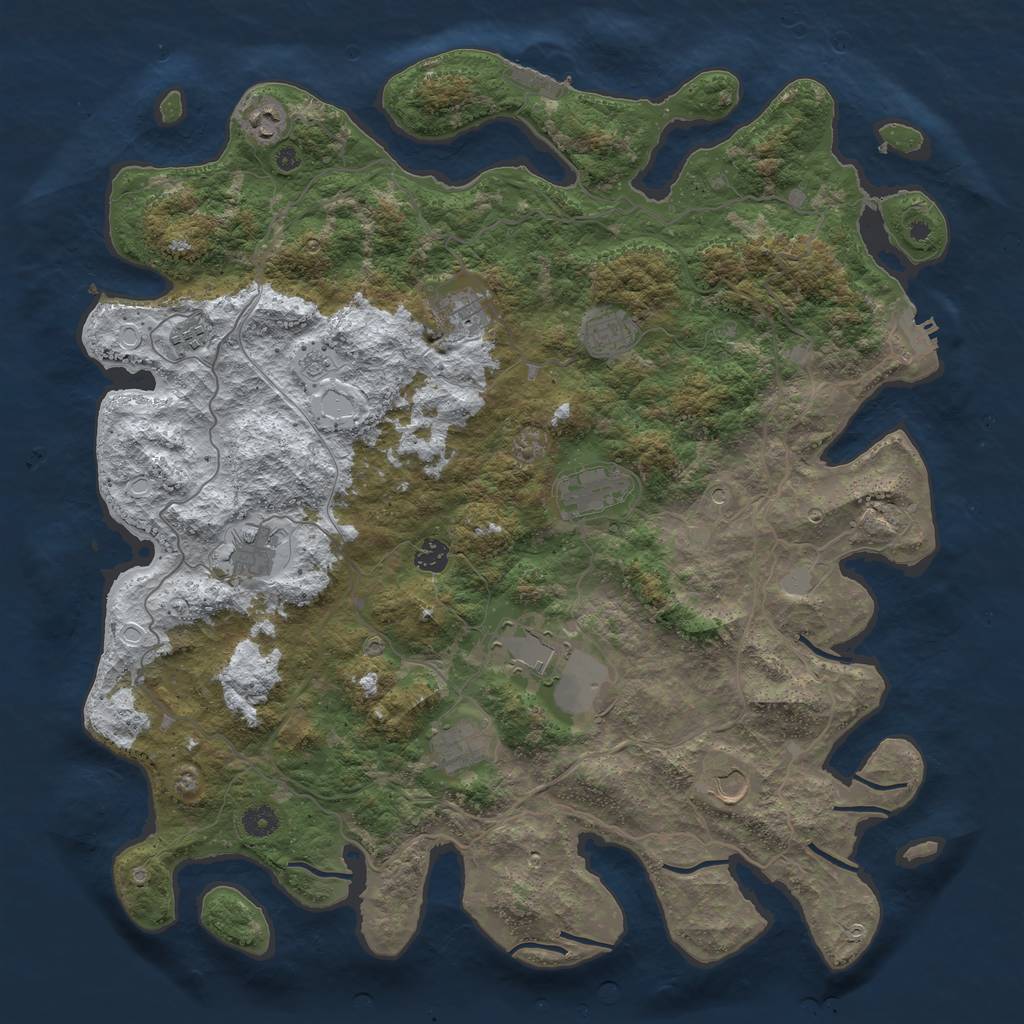 Rust Map: Procedural Map, Size: 4500, Seed: 3654714, 19 Monuments