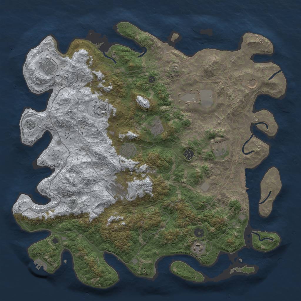 Rust Map: Procedural Map, Size: 4500, Seed: 3701124, 20 Monuments