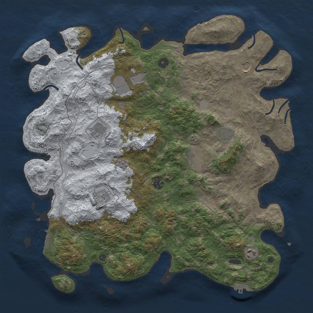 Rust Map: Procedural Map, Size: 4500, Seed: 4639077, 18 Monuments