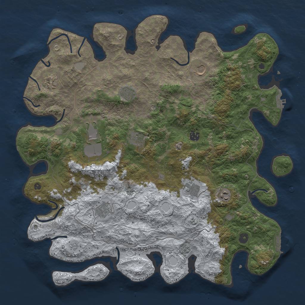Rust Map: Procedural Map, Size: 4500, Seed: 1823938, 19 Monuments