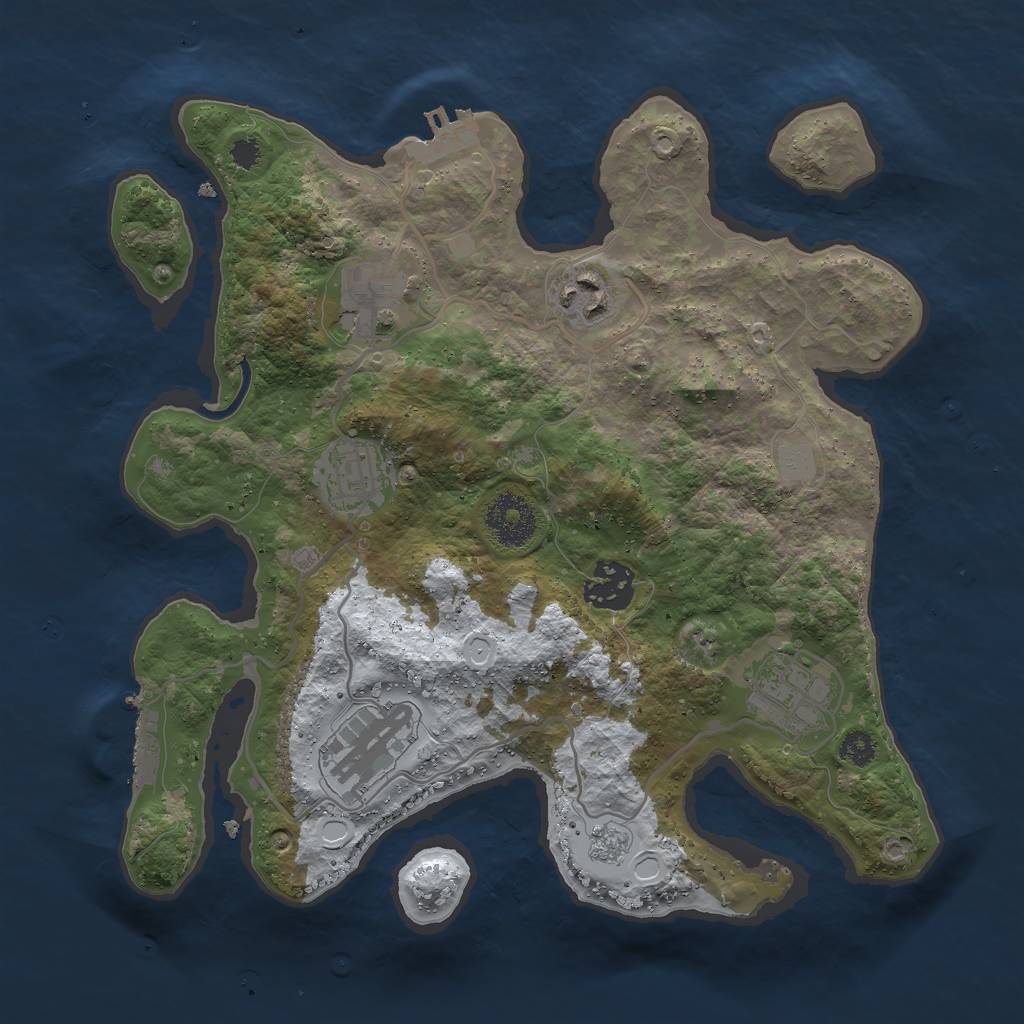 Rust Map: Procedural Map, Size: 3000, Seed: 41737, 14 Monuments