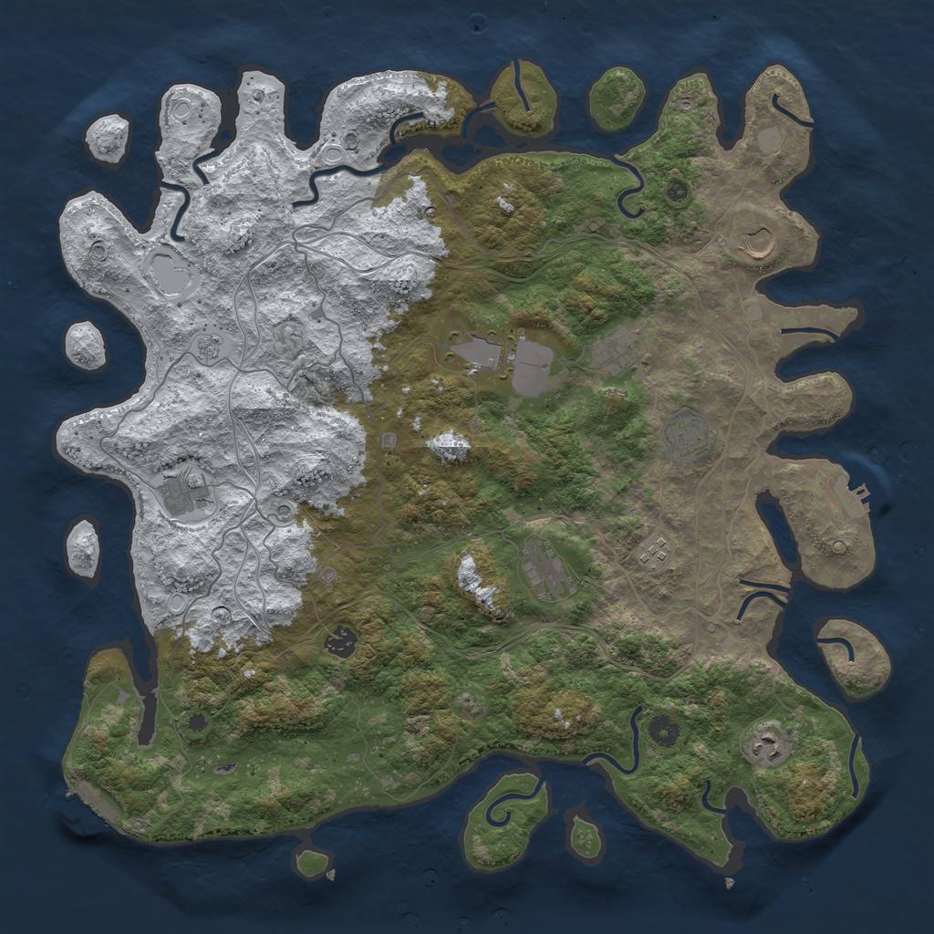 Rust Map: Procedural Map, Size: 4500, Seed: 4585521, 18 Monuments