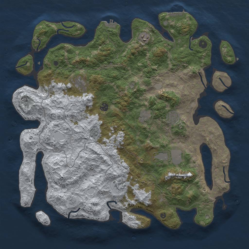 Rust Map: Procedural Map, Size: 4500, Seed: 128454, 17 Monuments
