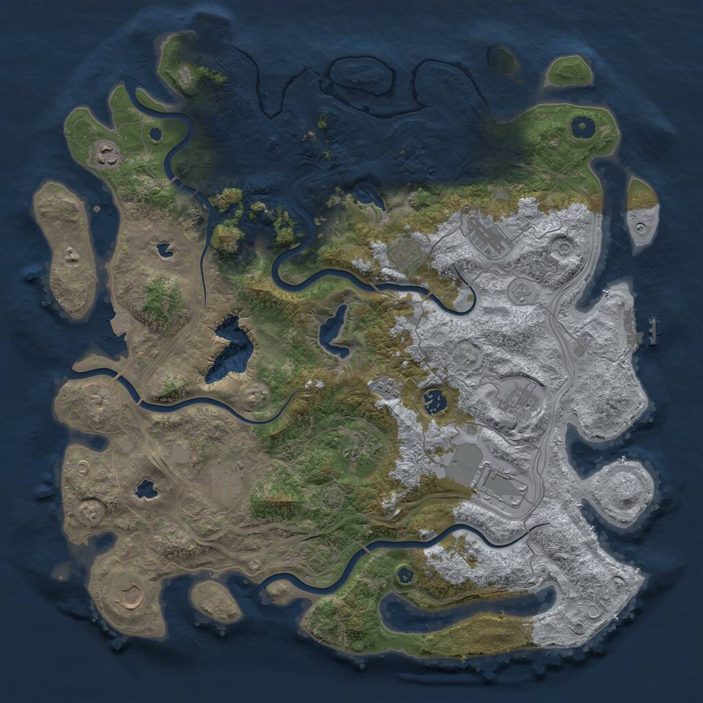 Rust Map: Procedural Map, Size: 4500, Seed: 3331358, 16 Monuments