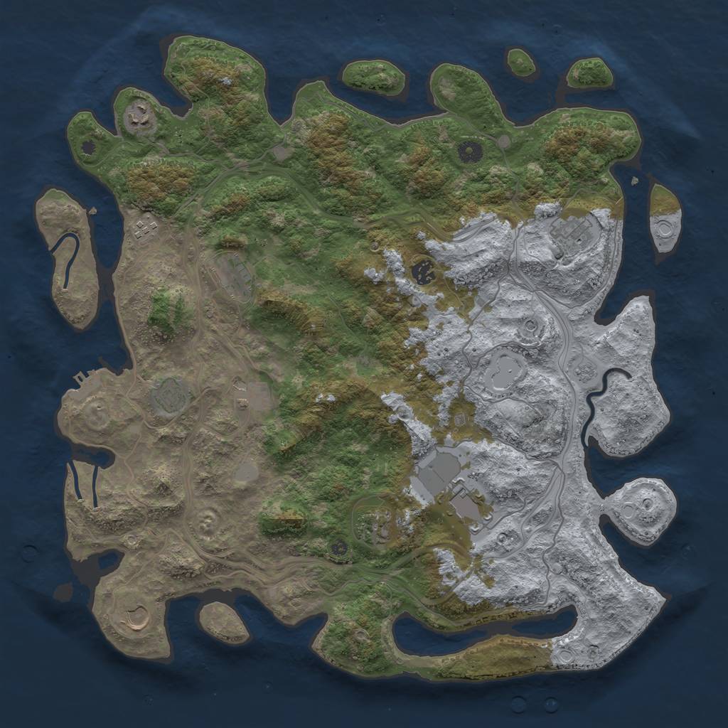 Rust Map: Procedural Map, Size: 4500, Seed: 3331358, 18 Monuments
