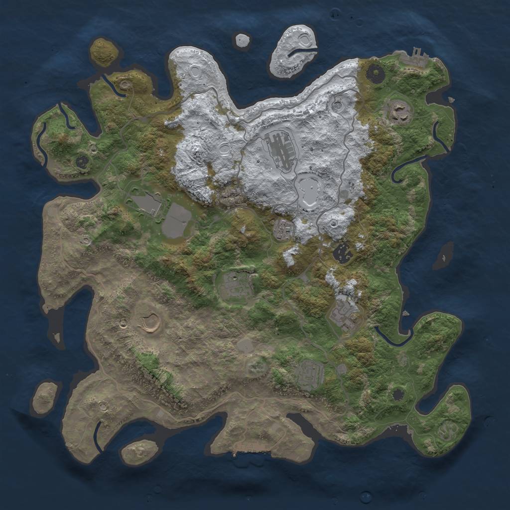 Rust Map: Procedural Map, Size: 4000, Seed: 644502, 17 Monuments