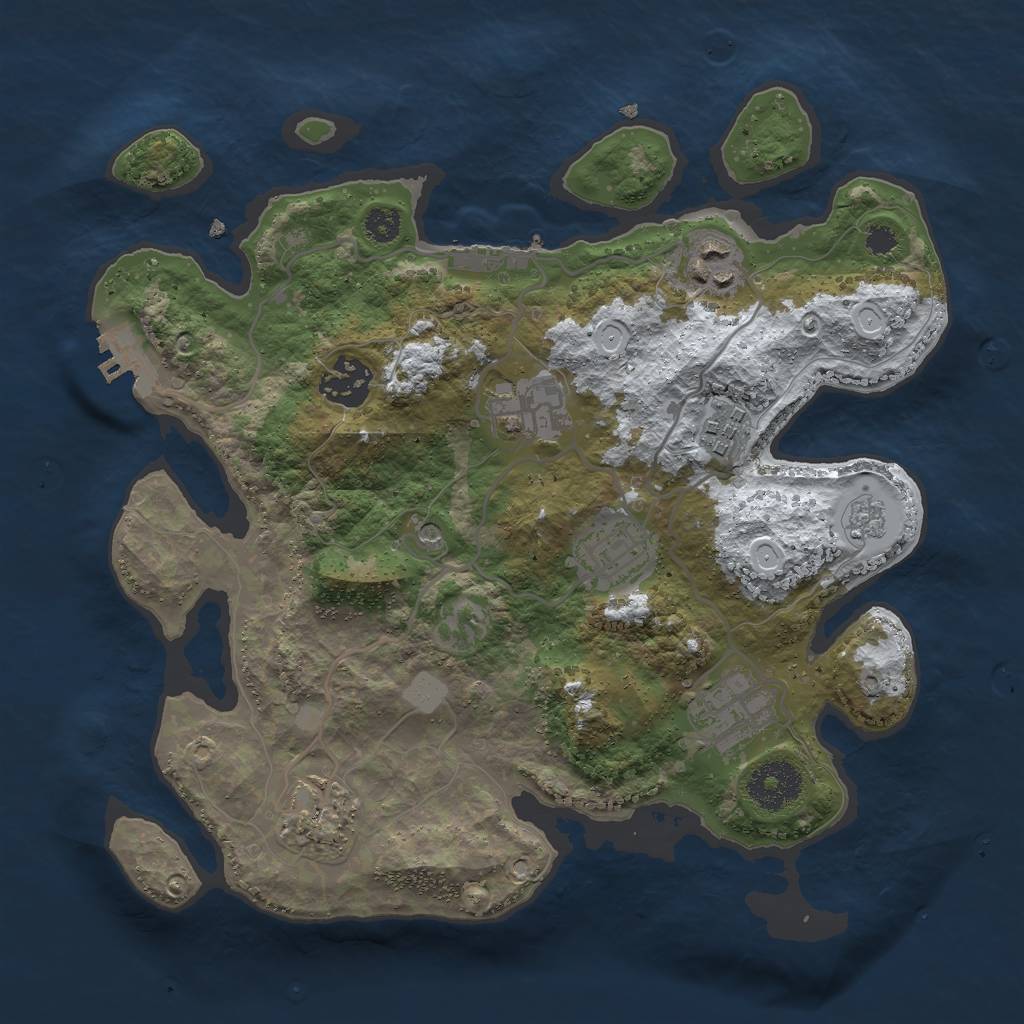 Rust Map: Procedural Map, Size: 3000, Seed: 1865493732, 16 Monuments