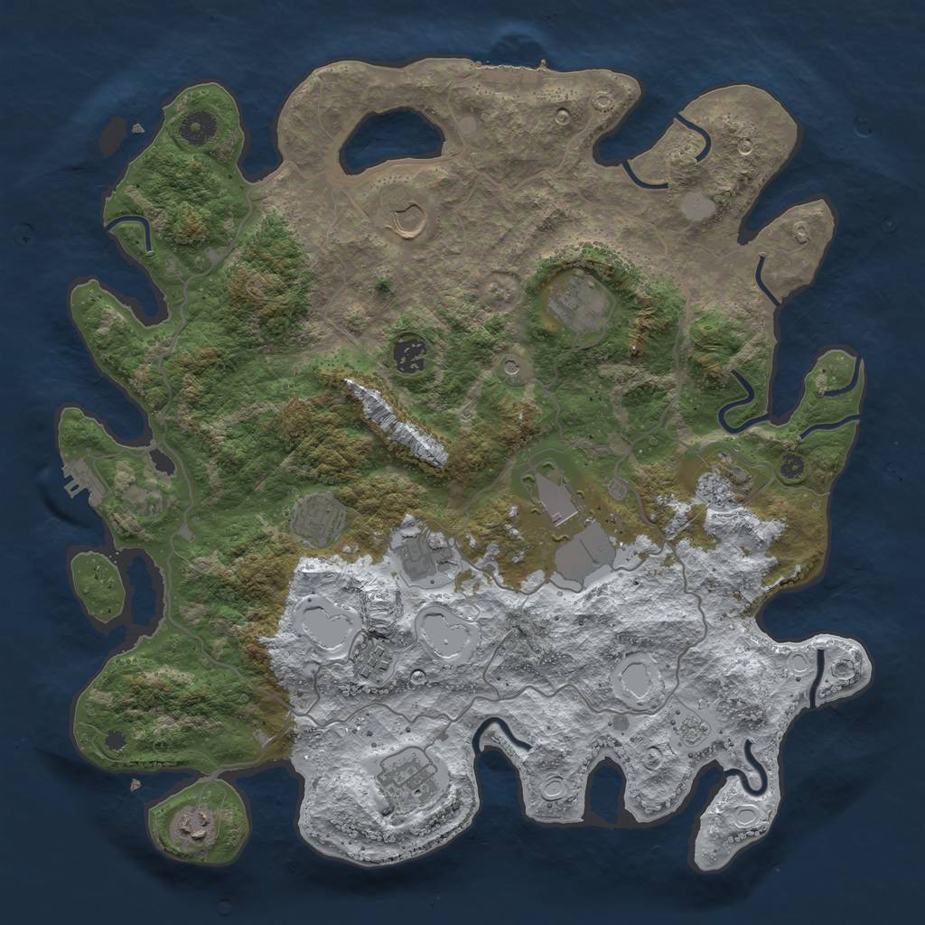 Rust Map: Procedural Map, Size: 4000, Seed: 890676, 19 Monuments