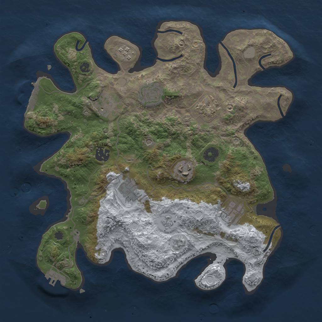 Rust Map: Procedural Map, Size: 3250, Seed: 5723680, 17 Monuments