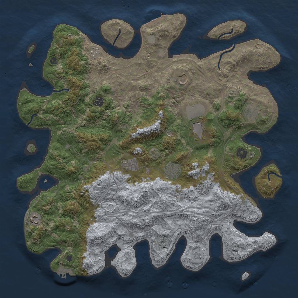 Rust Map: Procedural Map, Size: 4250, Seed: 4350754, 18 Monuments