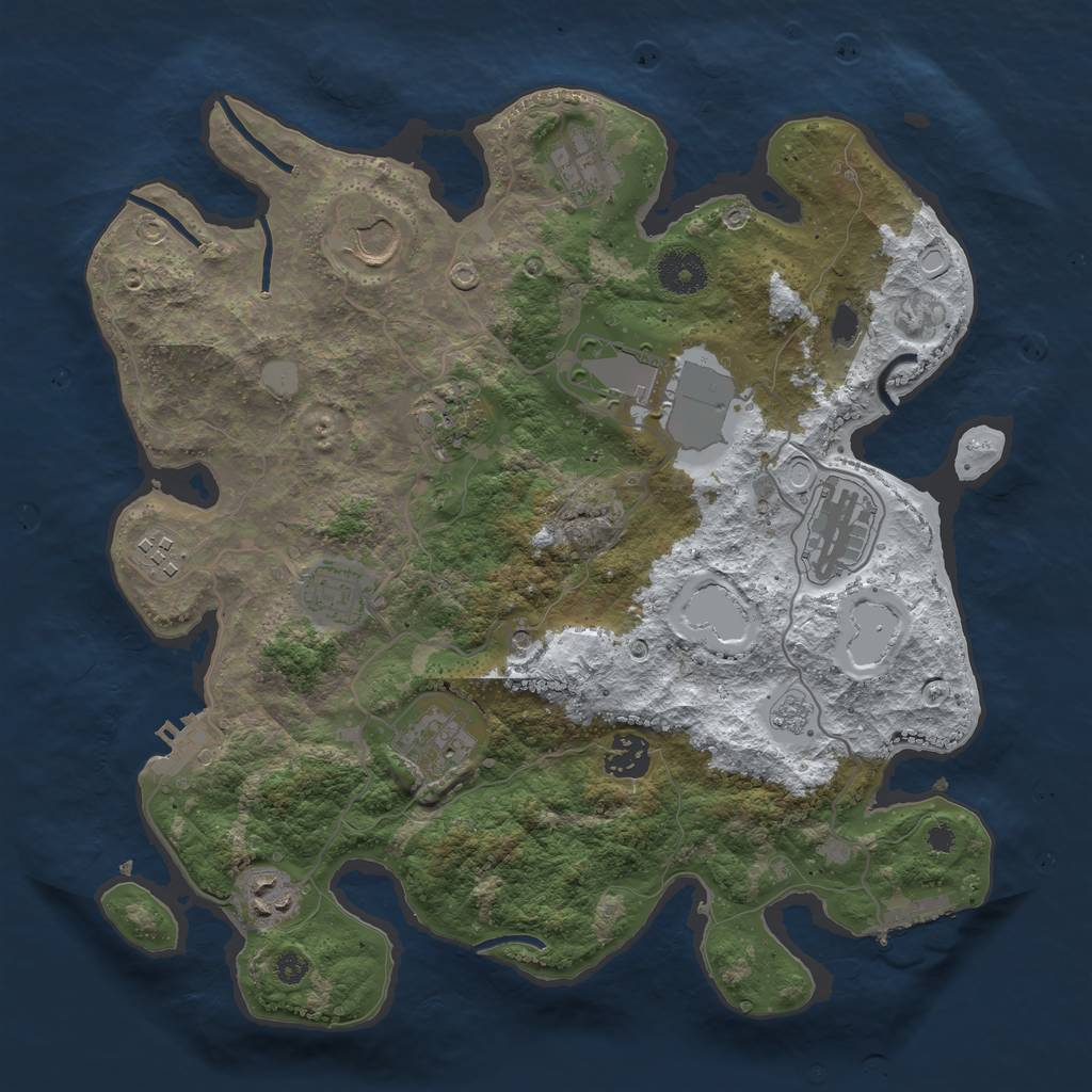 Rust Map: Procedural Map, Size: 3500, Seed: 1024, 19 Monuments