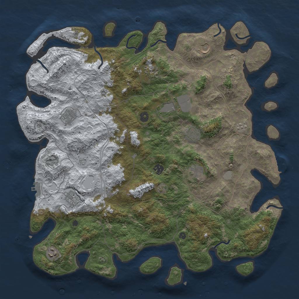Rust Map: Procedural Map, Size: 4500, Seed: 5265425, 19 Monuments