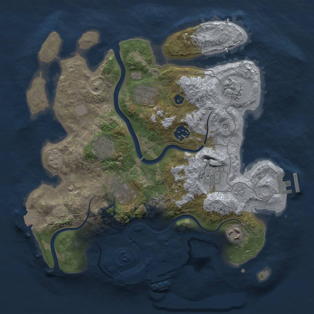 Rust Map: Procedural Map, Size: 3250, Seed: 2676061, 14 Monuments