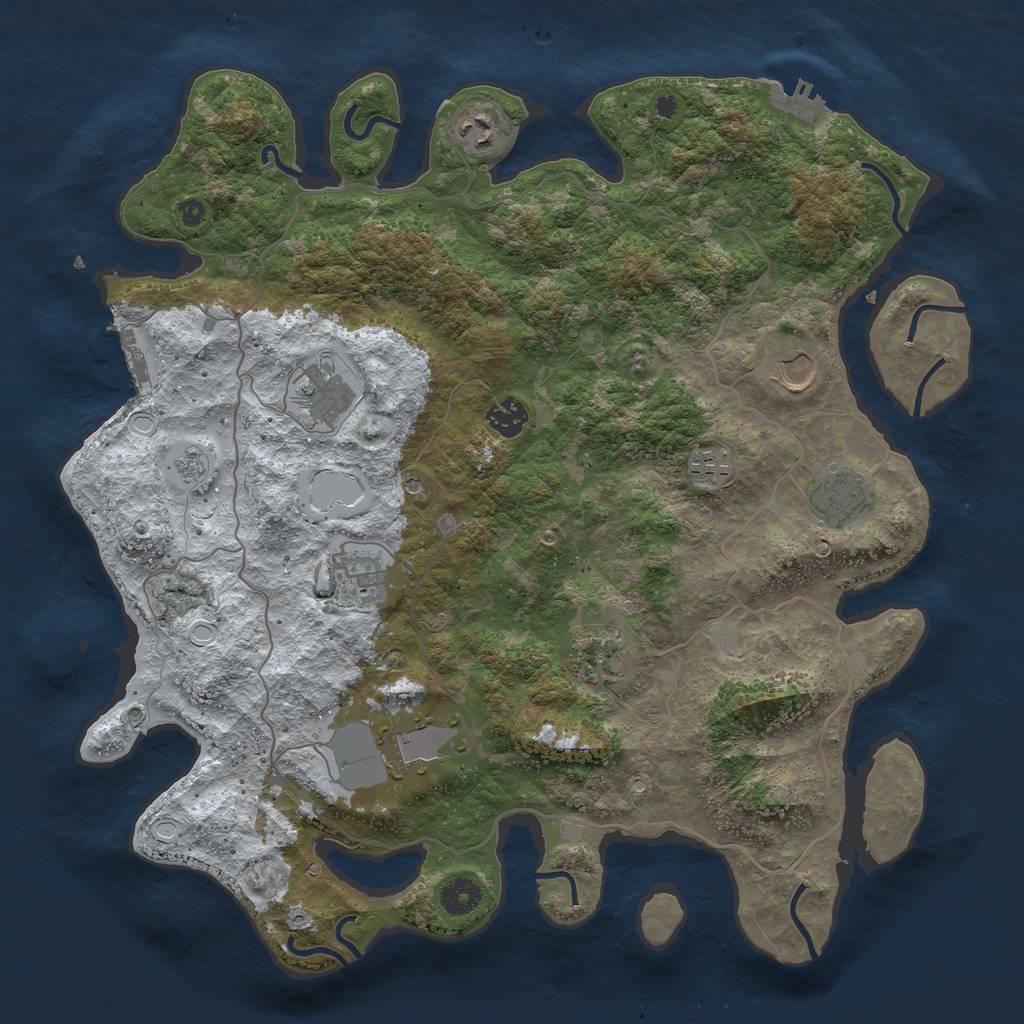 Rust Map: Procedural Map, Size: 4000, Seed: 345275, 18 Monuments