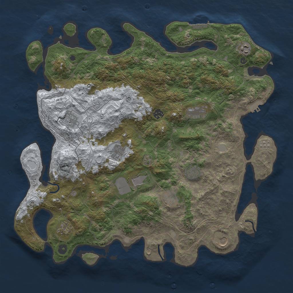 Rust Map: Procedural Map, Size: 4500, Seed: 1172405, 20 Monuments